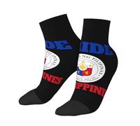 Calcetines deportivos de algodón hasta el tobillo con la bandera de Filipinas, ideales para correr y hacer ejercicio. Transpirables y cómodos. Un regalo original para hombres, mujeres y adolescentes.