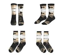 Calcetines deportivos de media caña con estampado de piedra zen para un estilo de vida activo, ajuste cómodo para correr.