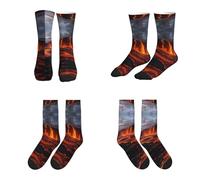 Calcetines deportivos de media caña con estampado del volcán Kilauea para un estilo de vida activo, ajuste cómodo para correr.