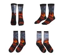Calcetines deportivos de media caña con estampado del volcán Kilauea para un estilo de vida activo, ajuste cómodo para correr.