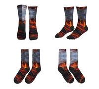 Calcetines deportivos de media caña con estampado del volcán Kilauea para un estilo de vida activo, ajuste cómodo para correr.
