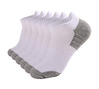 Calcetines deportivos para correr, transpirables, 6 pares y tobillos, para hombre, para mujer, con estampado de leopardo, bufanda de gasa, blanco, M
