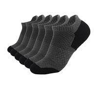 Calcetines deportivos para correr, transpirables, 6 pares y tobillos, para hombre, para mujer, con estampado de leopardo, bufanda de gasa, gris oscuro, S