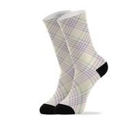 Calcetines Deportivos Patrón a cuadros morados y verde claro 40cm | élastiques Calcetine Trabajo Unisex Calcetines para Senderismo Diario Trabajo