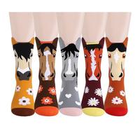 Calcetines Divertidos de Caballo Animales para Mujer Niña-Regalos Originales Graciosos Cumpleaños Navidad Cumpleaños San Valentin Pascua Dia de la Madre para Madres Mama Esposa Amigas,5 Pares
