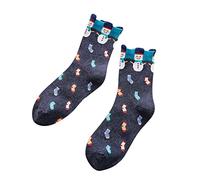 Calcetines Divertidos Hombre Navidad - Impreso Colorful Festive Crew Knee Cozy Mujeres Fancy Christmas Holiday Design Soft (Navy One Size)