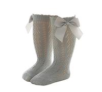 Calcetines Divertidos Niño - Calcetines hasta La Rodilla para Bebés Y Niños Pequeños 1 Paquete De Medias Largas con Calcetines con Volantes Mallas Escolares (Grey L Infant)