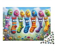 Calcetines Divertidos pájaros Puzzle Mil Piezas Adultos Y Ni?os Reto Mental para Expertos Elección Amazon Noche En Familia Cartón Premium 38x26cm/1000pcs