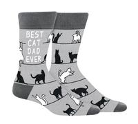 Calcetines Divertidos Para Papa Gato Hombre - BEST CAT DAD EVER - Originales Graciosos Personalizados Dibujos Frikis Algodon Arte Colores Estampados - Regalos Broma DíA Del Padre CumpleañOs Navidad