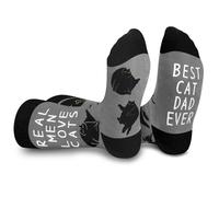 Calcetines Divertidos Para Papa Gato Hombre - BEST CAT DAD EVER - Originales Graciosos Personalizados Dibujos Frikis Algodon Arte Colores Estampados - Regalos Broma DíA Del Padre CumpleañOs Navidad