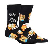 Calcetines Divertidos Para Papa Gato Hombre - BEST CAT DAD EVER - Originales Graciosos Personalizados Dibujos Frikis Algodon Arte Colores Estampados - Regalos Broma DíA Del Padre CumpleañOs Navidad