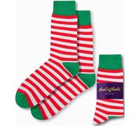 Calcetines Divertidos y Graciosos | Regalo para Él y Ella | Happy Gift Socks Quirky Novedad para Papá y Mamá | Elf Stripe RedWhite, Talla Única-M