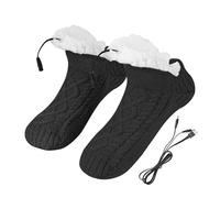 Calcetines eléctricos de forro polar calentados, calcetines de punto antideslizantes con calefacción USB para invierno para oficina en casa