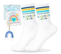 Calcetines escolares de algodón 25-36, calcetines escolares con llavero, corazón mutstein y tarjeta en caja de regalo, escolares 2026, regalo escolar, regalo para niño o niña, comienzo escolar