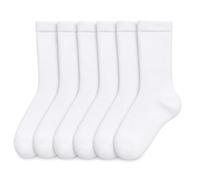 Calcetines escolares para niños y niñas, calcetines escolares de algodón, lisos, paquete de 6, blanco, 7-10 Years