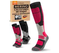 Calcetines Esquí para Mujer Lana Merino 2 Pares 35-38 Negro/Rosado