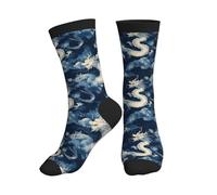 Calcetines Estampado Azul De Dragón Genial Calcetines Media Caña Unisex Transpirables Calcetine Para Mujer Tennis Hombre 40Cm