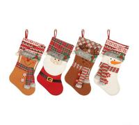 Calcetines festivos de Navidad, 47 x 26 cm, 4 unidades, de tela, cálidos, cómodos, para dormir, lavables y mullidos calcetines de forro polar para calentar