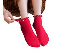 Calcetines gruesos para mujer de otoño e invierno a juego con perlas gruesas y cálidas, calcetines gruesos para mujer, 88 Stock, rosso, Altoa única