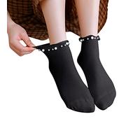 Calcetines gruesos para mujer de otoño e invierno a juego con perlas gruesas y cálidas, calcetines gruesos para mujer, 88 Stock, Negro, Altoa única