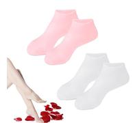 Calcetines Hidratantes,2 Pares Calcetines Hidratantes de Silicona Calcetines de Gel Calcetines Suaves de Silicona para Piel Seca Agrietada del Pie,Blanco,Rosa