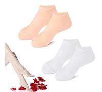 Calcetines Hidratantes,2 Pares Calcetines Hidratantes de Silicona Calcetines de Gel Calcetines Suaves de Silicona para Piel Seca Agrietada del Pie,Carne,Blanco