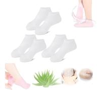 Calcetines hidratantes de silicona antideslizantes de aloe para pies secos agrietados, spa, pedicura, máscara hidratante para pies, calcetines de silicona exfoliante, regalo para Navidad (3 pares,