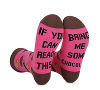 Calcetines Hombre Mujer de Algodón Calcetines Divertidos Originales Casual Unisexo Regalo para Navidad Calcetines Fantasía con Texto IF YOU CAN READ THIS, BRING ME BAOG/POPCORN/SUSHI/DONUTS (CHOC)