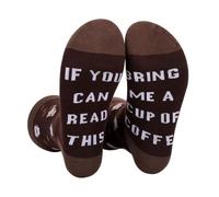 Calcetines Hombre Mujer de Algodón Calcetines Divertidos Originales Casual Unisexo Regalo para Navidad Calcetines Fantasía con Texto IF YOU CAN READ THIS, BRING ME BAOG/POPCORN/SUSHI/DONUTS (Coffee-2)