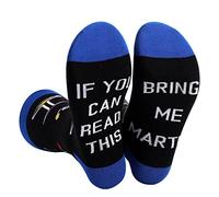 Calcetines Hombre Mujer de Algodón Calcetines Divertidos Originales Casual Unisexo Regalo para Navidad Calcetines Fantasía con Texto IF YOU CAN READ THIS, BRING ME BAOG/POPCORN/SUSHI/DONUTS (MARTINI)