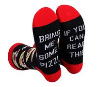 Calcetines Hombre Mujer de Algodón Calcetines Divertidos Originales Casual Unisexo Regalo para Navidad Calcetines Fantasía con Texto IF YOU CAN READ THIS, BRING ME BAOG/POPCORN/SUSHI/DONUTS (Pizza)