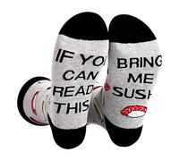 Calcetines Hombre Mujer de Algodón Calcetines Divertidos Originales Casual Unisexo Regalo para Navidad Calcetines Fantasía con Texto IF YOU CAN READ THIS, BRING ME BAOG/POPCORN/SUSHI/DONUTS (Sushi)