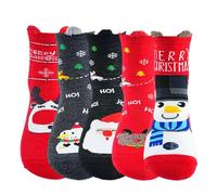 Calcetines Hombre NavideñOs Divertidos, Calcetines De Media CañA con Divertidas Orejas 3D TemáTicos para De Halloween Y Celebraciones NavideñAs Originales DiseñO De Personajes Animados 5Piezas