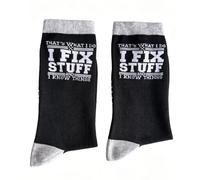 Calcetines I FIX STUFF I KNOW THINGS, regalo novedoso para abuelos, hombres, papá, idea para él, mecánico, trabajador, colega, compañero de trabajo, secreto, Papá Noel, regalo de Navidad para hombre