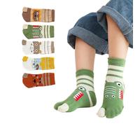 Calcetines infantiles de algodón calcetines lindos animales de dibujos animados calcetines de dedo medio para niños y niñas de 3 a 12 años, 5 pares (FR/ES, Edad, 7 años, Regular, Multicolour)