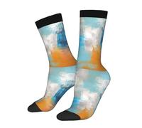 Calcetines informales con pintura al óleo abstracta azul, divertidos, con diseño de contraste de colores, para mujeres y hombres.