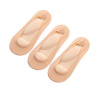 Calcetines invisibles acolchados para masaje de pies en 3D, calcetines invisibles con soporte para el arco, calcetines de masaje antideslizantes con cojín de esponja (One Size,3 pairs Beige)