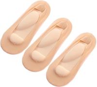 Calcetines Invisibles Acolchados para Masaje de pies en 3D, Calcetines Invisibles con Soporte para el Arco, Calcetines de Masaje Antideslizantes con cojín de Esponja (One Size,3 Pairs Beige)