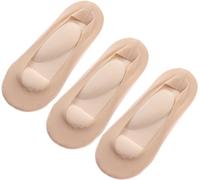 Calcetines invisibles acolchados para masaje de pies en 3D, calcetines invisibles con soporte para el arco, calcetines de masaje antideslizantes con cojín de esponja (One Size,3 pairs Brown)