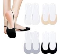 Calcetines Invisibles Mujer de Algodón, 4 pares de calcetines para los dedos de los pies, antideslizantes ocultas para los dedos, calcetines sin costuras con cojín de esponja para mujeres y niñas