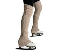 Calcetines largos de patinaje artístico de forro polar calentadores de piernas para clima frío práctica cubierta pantorrillas rodillas ajuste elástico ligero para adultos púrpura (plata)