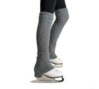 Calcetines largos de patinaje artístico de forro polar calentadores de piernas para clima frío práctica cubierta pantorrillas rodillas ajuste elástico ligero para adultos púrpura (gris)