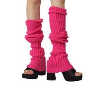 Calcetines largos de punto para mujer, botas de piel sintética súper suaves, calcetines Harajuku, calcetines altos hasta el tobillo (rojo rosa, talla única)