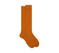 Calcetines largos hombre algodón amarillo liso acanalado
