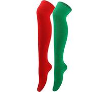 Calcetines largos para mujer, color puro, calcetines altos hasta el muslo, calcetines por encima de la rodilla, calcetines altos para festivales, Navidad, medias altas hasta el muslo para mujer, a