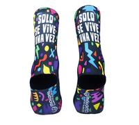 CALCETINES MBS SOLO SE VIVE UNA VEZ de deporte para hombre y mujer. Calcetines de Ciclismo, Running, Trail, Skate, Crossfit (Negro, 34-36)