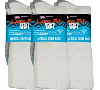 Calcetines médicos de ajuste holgado para hombre y mujer, 3 unidades, fabricados en Estados Unidos, suela acolchada (blanco, mediano)