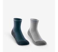 Calcetines Mid de senderismo (2 pares) 23 a 38 niños, Hike 100 gris 31/34