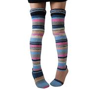 Calcetines Mujer Navidad, Calcetines Largos Mujer Hasta La Rodilla Elasticos Comodas Estampado Moda Ligeros Rayas Largas Socks Antideslizantes Caliente Festival Fiesta Suave Sexy Casual Calcetín
