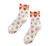 Calcetines Navidad Mujer - Impreso Colorful Festive Crew Knee Cozy Mujeres Fancy Christmas Holiday Design Soft (Beige One Size)